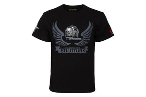 SOLOTURK Helmet Design  Regular Fit Unisex Black T-Shirt